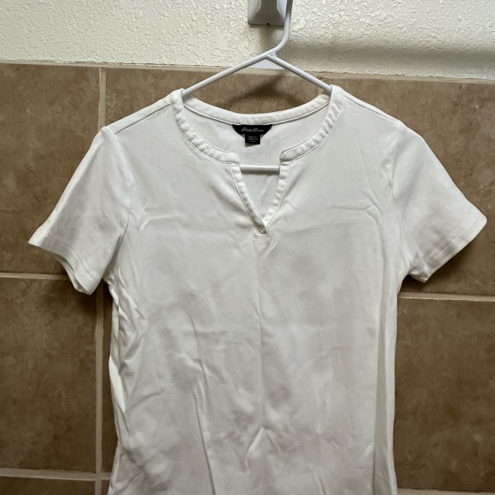 Eddie Bauer White Fitted Polo T-Shirt